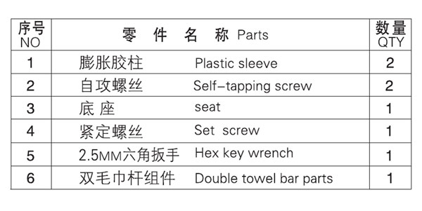 HF-92003-24雙毛巾桿零件名稱