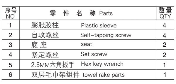 HF-92403-24雙毛巾桿零件名稱